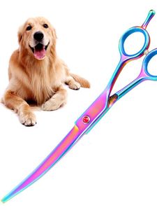 Trimmer Portable Curved Pet Hair Scissors Grooming Båda handen tillgängliga rostfritt stål Spa Spa Husdjur SHARS Djurskärande sax
