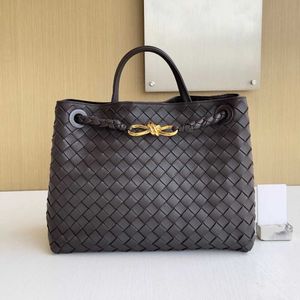 Akşam Çantaları B Ailesi 8-Line Backle Andiamo Orijinal Deri Dokuma Kadın Taşınabilir Tek Omuz Crossbody Resmi Belge Tote Çantası