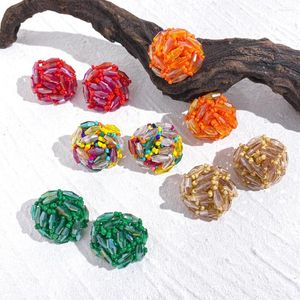 Brincos AENSOA Multicolor Cristal Seed Beads Redondo Para Mulheres Bohemia Geométrico Frisado Jóias Feitas à Mão 2023