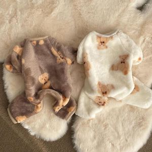 Köpek giyim evcil hayvan peluş tulum orta küçük kıyafetler sıcak kadife tatlı pijama yavru kedi köpek yavrusu sevimli kazak chihuahua kaniş