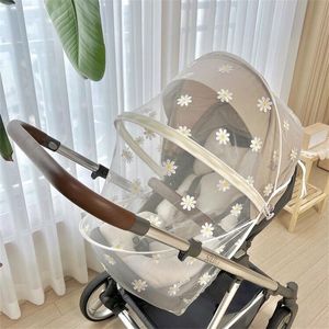 Berço Netting 6639 Ins Stroller Mosquito Net Summner Full Cover Universal Baby Bordado Gaze Simple Trolley Mosquito Cover Respirável 230705