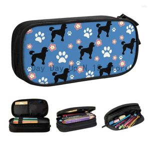 Bolsas cosméticas fofas para cães poodle coreano estojos para lápis menina menino grande capacidade bolsa engraçada para cachorro bolsa para estudantes artigos de papelaria