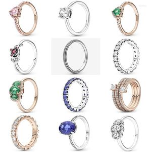 Küme halkaları otantik 925 Sterling Gümüş Üçlü Spiral Sıra Sonsuzluk Halkası Kadınlar İçin Düğün Partisi Avrupa Moda Takı