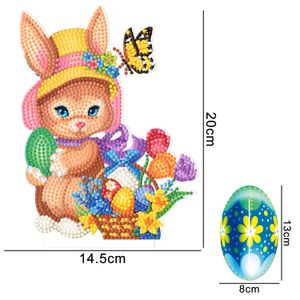 Stitch 5D DIY Easter Diamond Målning bord prydnad tecknad kanin ägg diamant broderi mosaik konst hantverk kit hem skrivbordsgåva