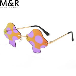 Солнцезащитные очки рамки новейшие грибные дамы Super Maria Retro Steam Rimless Glasses Fashion Prom Parteear De Sol 230704