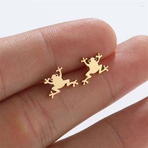 Stud Earrings 1Pair Funny Jumping Frog Stainless Steel For Women Men Punk Hip Hop Rock Animals Small Ear Party Jewelry