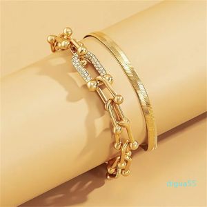 Flat chain fashion trend type buckle Bracelet set tasted Hip hop metal bracelet