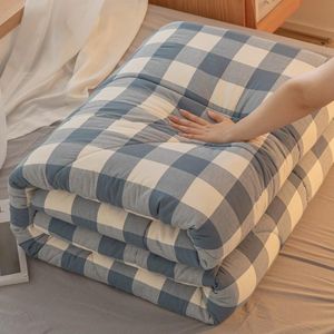 Ställer in blå buffel Plaid Quilt Single Double Checkered Bedding Soft Microfiber BEDOPREAD Lightweight Geometric Coverlet Filt