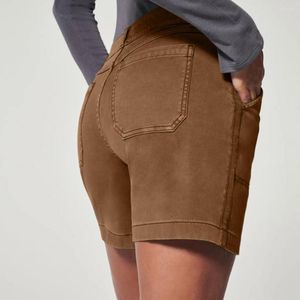 Women's Shorts Chic Lady Solid Color Casual Close-fitting Short Pants Soft Sports Female Clothes