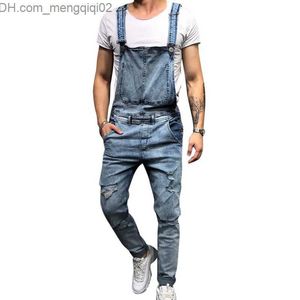 Jeans da uomo Puimentiua 2019 Fashion Mens Jeans strappati Tute Street Distressed Hole Denim Salopette per uomo Pantaloni con bretelle Taglia M-XXL Z230711