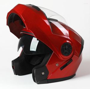 Capacetes de motocicleta DOT Dual Visors Capacete Modular Flip Up Open Full Face Cascos Moto Motocicleta Capacete para Homens