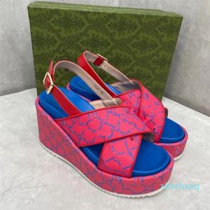 Sandali con zeppa 2023-platform cinturino alla caviglia in vera pelle tacco grosso blocco tacco 130mm scarpa da sera punta aperta donna designer di lusso