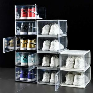 Thickened Transparent Plastic Shoe Box Removable Folding Shoe Box Stackable Storage Shoe Box Dustproof Shoe Cabinet L230705