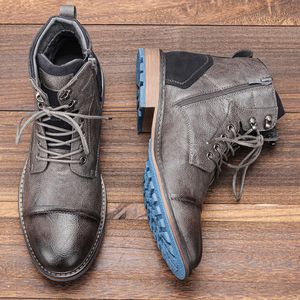 39-48 Męskie botki Marka Skórzane buty dla mężczyzn Modne buty motocyklowe