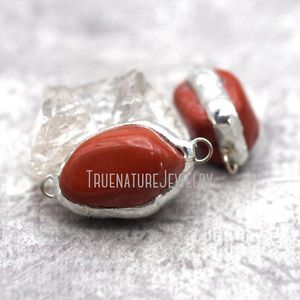 Pendant Necklaces PC30864 Natural Gemstone Red Jasper Soldered Jewelry Free Form Connector Solder Nugget 18x32 Mm