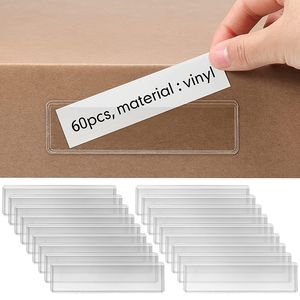 Business Card Files MOHAMM 60 PCS Clear Adhesive Shelf Tag Pockets Label Holders for Organizing Classify Items Student Stationery Office Supplies 230705