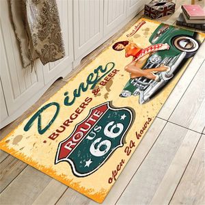 Teppich Route 66 Design Küche Bodenmatte Eingang Fußmatte Home Decor für Wohnzimmer Schlafzimmer Teppiche Anti-Rutsch-Bad 230704