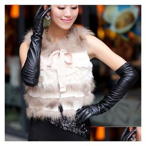 Five Fingers Gloves S M L Womens Black Color Long Faux Pu Leather Fashion Women Party Dresses Evening Dress Drop Delivery Accessorie Dhu2Z