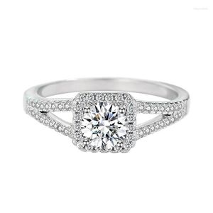 Кластерные кольца 2023 Свадьба S925 Серебряный серебряный бриллиант для женщин квадратные пары Jiwlery Fashion Ring Ring Luxury Love
