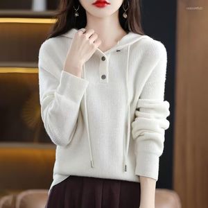 Women's Sweaters Pure Cashmere Hooded Sweater Autumn And Winter High-Quality Wool Pullover Casual Style Long Sleeve Knitting Jumper