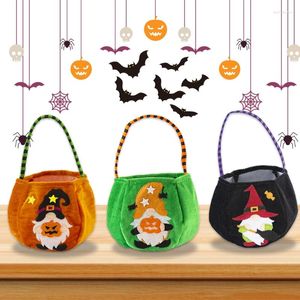 Presentpapper Halloween Guld sammetsväska med handtag Häxa Gnome Pumpa Tygpåsar Festival Party Favors Partihandel