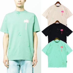 Camisetas masculinas polo gola redonda bordada e estampada estilo polar roupas de verão com palmas de algodão puro street camisetas oversized athleisure P2387