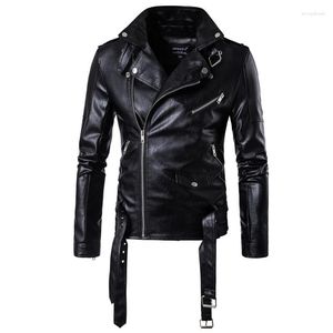 Jaquetas Masculinas Jaqueta de Couro Outono e Inverno Estilo Motociclista Urbano Jovem Magro Escuro Casual Tamanho Grande