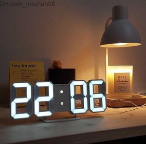 Väggklockor LED Digital Väggklocka Alarm Datum Temperatur Automatisk bakgrundsbelysning Bord Skrivbord Heminredning Stativ hänga Klockor Q1124 Z230705