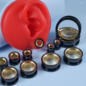 Kolczyki sztyfty 2 szt. Stal nierdzewna dwukolorowe nosze do uszu tunel gwint zewnętrzny Gauge korki Expander Body Piercing biżuteria 6-30mm