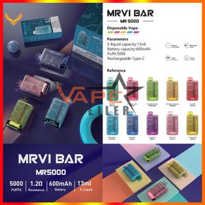 Barra de cristal original Elf MRVI 5000 Puffs Descartável Pod E Cigarro Com Bateria Recarregável 600mAh 13ml Pod Pré-cheio Caneta Narguilé Elétrico VS Elfworld TE6000