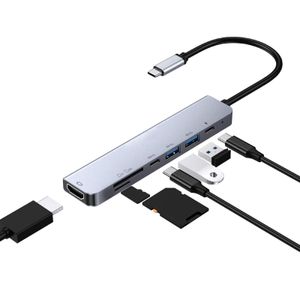 7 I 1 TYP-C TILL HDTV SD/TF-KORT USB3.0 PD USB C-ADAPTER 4K Usb C Hub Multiport Adapter Monitor med strömförsörjning Usb för Macbook Pro