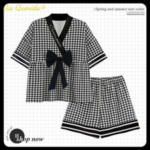 Women's Sleepwear Pijamas Summer Kawaii Lingere Cotton Pjs Young Girls Home Clothing Japanese Kimono Style Fashion Houndstooth