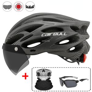 Cycling Helmets Ultralight Cycling Safety Helmet Outdoor Motorcycle Bicycle Taillight Helmet Removable Lens Visor Mountain Road Bike Helmet 230704