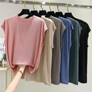 Women's T Shirts Ice Silk Knitted Women Summer T-Shirts Casual Loose Vetement Femme 2023 O-Neck Cool Short Sleeve Pullovers Elastic Soft