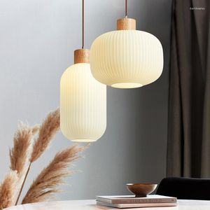 Żyrandole japońska lampa restauracyjna Log Wind lampy plisowane Nordic Wabi-sabi stół barowy chińska wyspa Zen