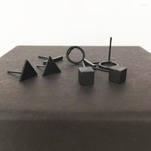 Ohrstecker 4 Paare/satz Einfache Legierung Dreieck Bar Runde Set Für Frauen Schwarz Kleine Geometrische Quadratische Ohrmanschette Modeschmuck