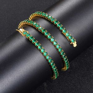 Gzw Hip Hop 4mm Green Zircon Tennis Chain Necklace Simple Personalized Bling Bline Cz Cubic Zirconia Gemstone Chains Choker Bracelet For Men And Women Iced Out Bijoux
