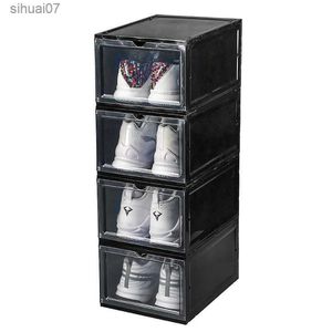 1PC Plastic Shoe Storage Box Transparent Clear Rectangle Transparent Shoe Box Can Be Stacked Clamshell 25 x 18cm L230705