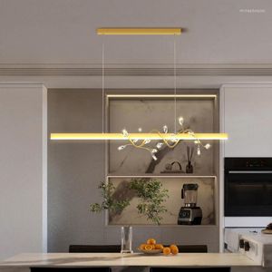 Lustres Candeeiro Sala de Jantar Moderno Minimalista Candeeiros de Cristal Chá Dourado Lustre de Estilo Nórdico