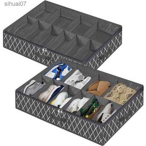 Under Bed Shoe Storage Box Sturdy Organizer With Smooth Zipper Clear Window Underbed Shoe Closet Storage For 12 Pairs Of Shoes L230705