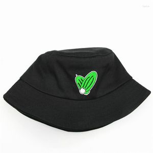 Berets 2023 Папайя вышивая хлопковая шляпа шляпа Рыбак на открытом воздухе солнцезащитные шляпы для мужчин и женщин 133