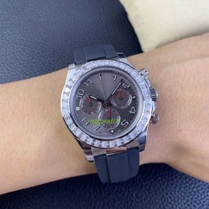 clean custom Mens watch SA4130 movement 4130 Mosan diamond Square bur border AU750 Natural rubber belt Sapphire crystal glass Grey Magic dial CF waterproof