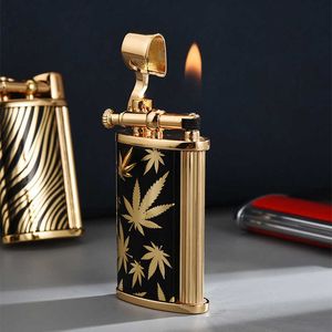 Derui New High-end Metal Retro Grind Wheel Isqueiro a Gás com Personalidade Gadgets Masculinos Presente Cigarro Acessórios QSG1 Não