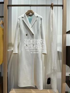 Womens Coats Colombo Spring and Summer Long Sleeve Button White Wool Overcoat