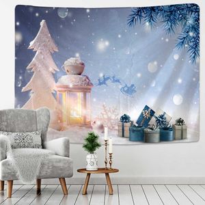 Tapisserier Snowman Pine Tapestry Christmas Gift Print Wall Hanging Bedroom filt Bedstred Dorm Decor Throw Cover