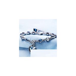 Charm Bracelets 16 Colors Fashion Lady Love Pendant Crystal Bracelet For Heart Imitation Diamond Chain Women Jewelry Drop Delivery Dh9Jg