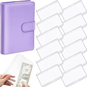 Binders A6 PU Leather Notebook Binder Planner Budget Organizer 6 Ring Binder Cover Magnetic Personal Planner with 12 Clear Pockets 230704