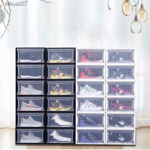بلاستيك PP مربع الأحذية الشفافة متعددة الوظائف المنزل مقاوم الغبار المركب مربعات تخزين الرجال/النساء أحذية منظم الأسود L230705
