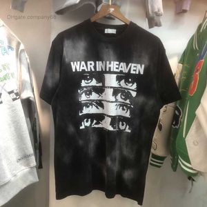 Tidig vår Tide Brand Summer New Saint Hip Hop Rap Pure Cotton Washed Old Loose Men's Short Sleeved T-shirt