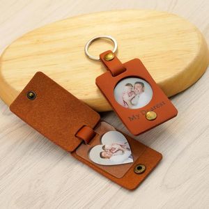 Portachiavi Bottone a pressione personalizzato Cuore tondo Portachiavi in acrilico Mini Portachiavi con ciondolo in pelle personalizzata Coppia Amore Anniversario Regali